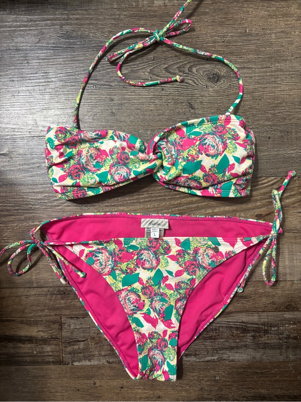 Floral Print Pink Tie-Side Bikini Set